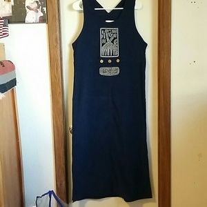 Dress: Navy blue, gray & bowl color